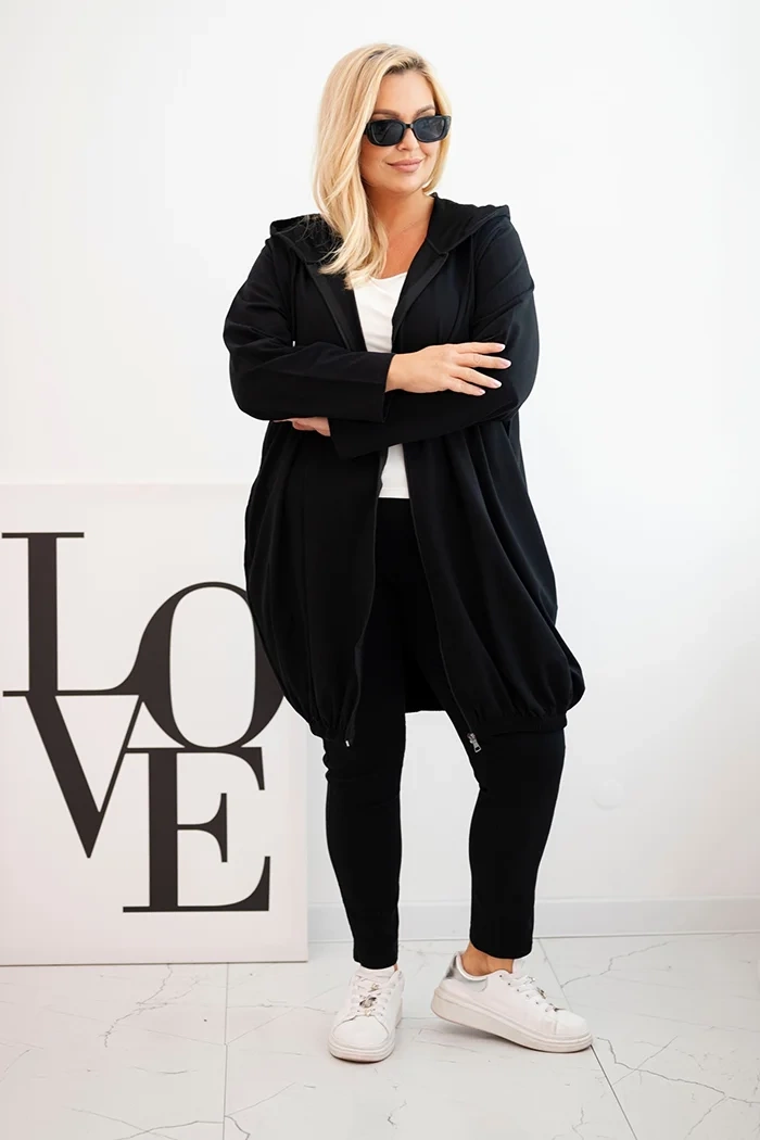 Kesi Women's Plus Size cotton hoodie with zipper black