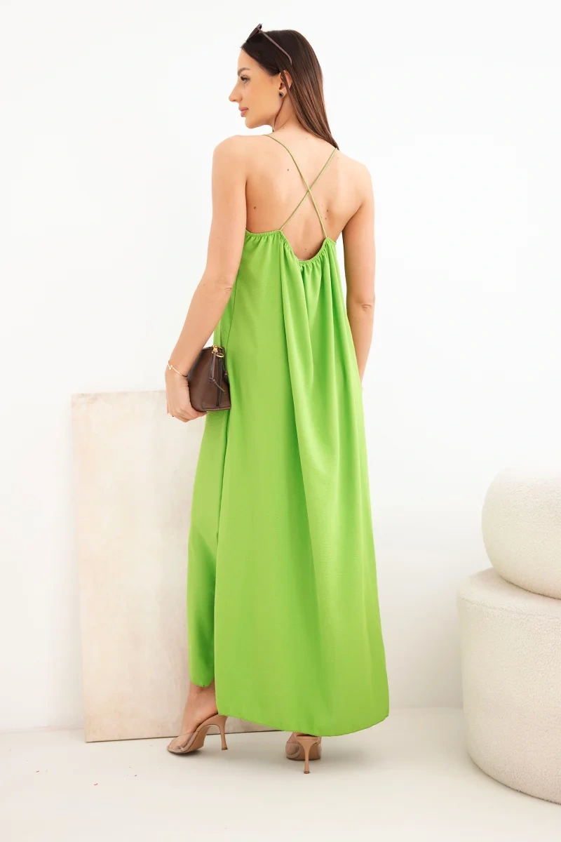 Women's maxi dress with straps - light green