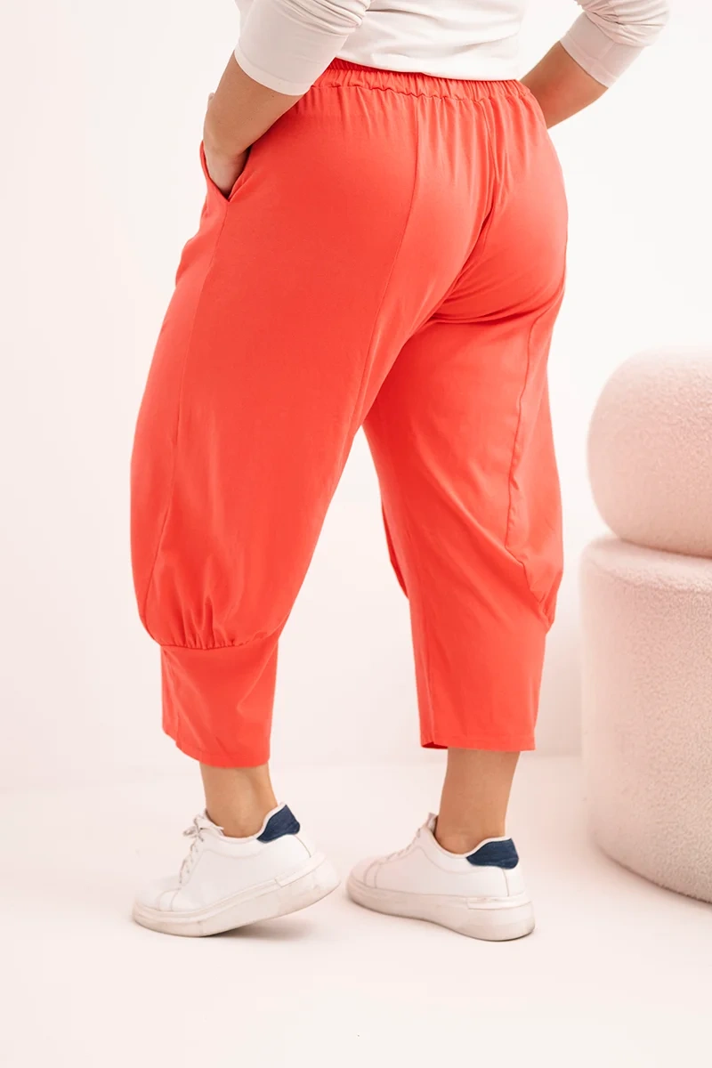 Kesi Plus Size nohavice s nízkym sedom, koralové