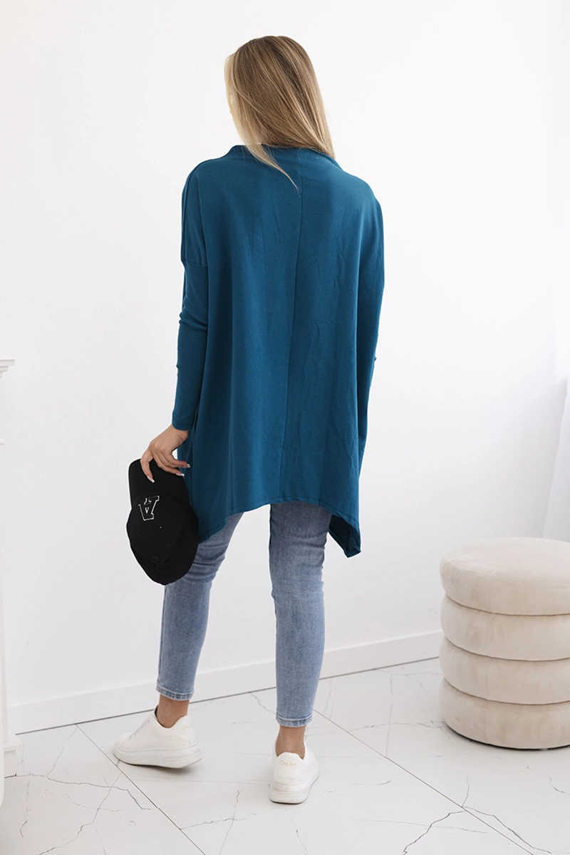 Oversize sweatshirt with asymmetrical sides marine