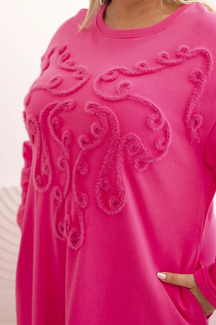 Kesi Włoski Plus Size women&#039;s dress with cotton embroidery pink
