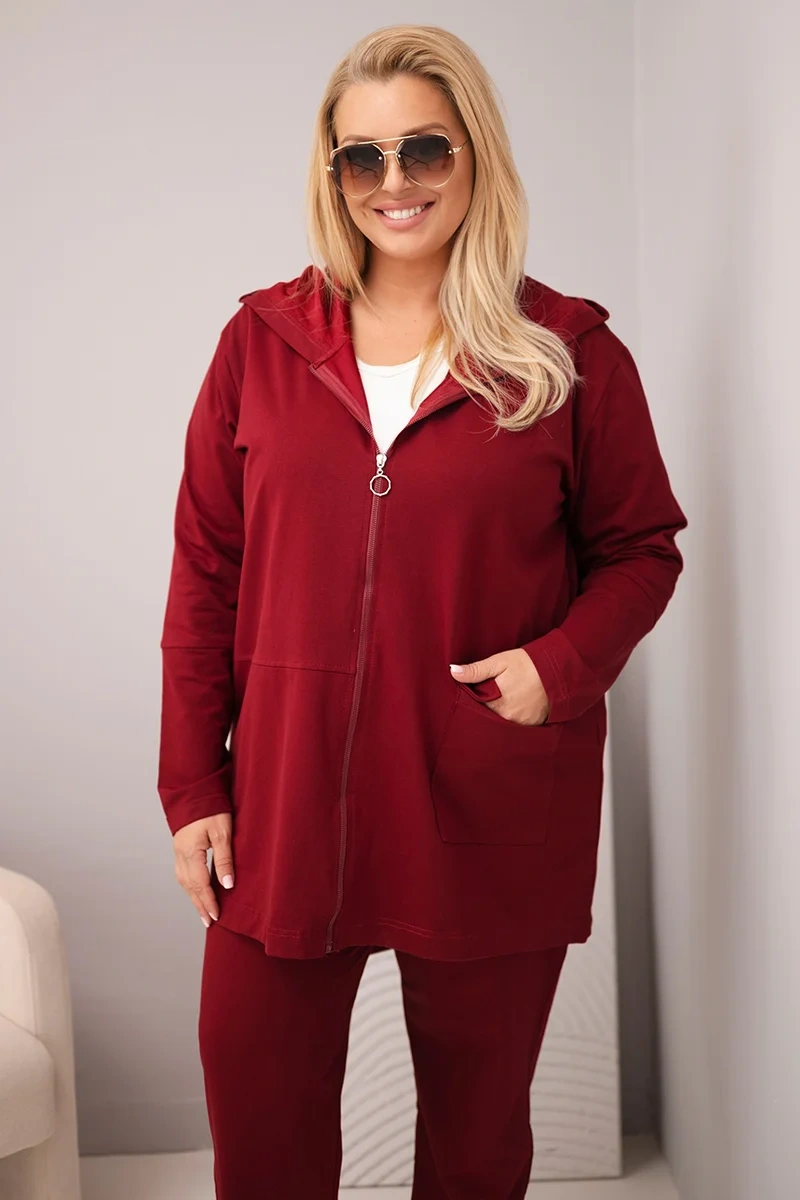Plus Size bavlnená súprava s mikinou a nohavicami