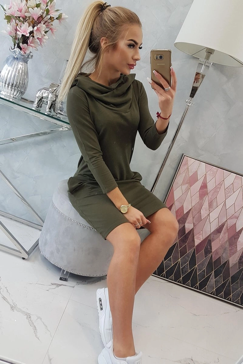 Dress with hood and khaki pockets