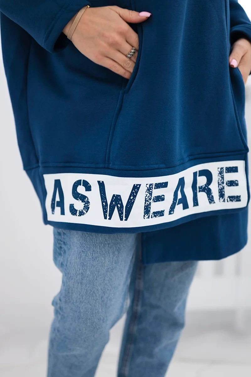 Insulated denim sweatshirt with zipper