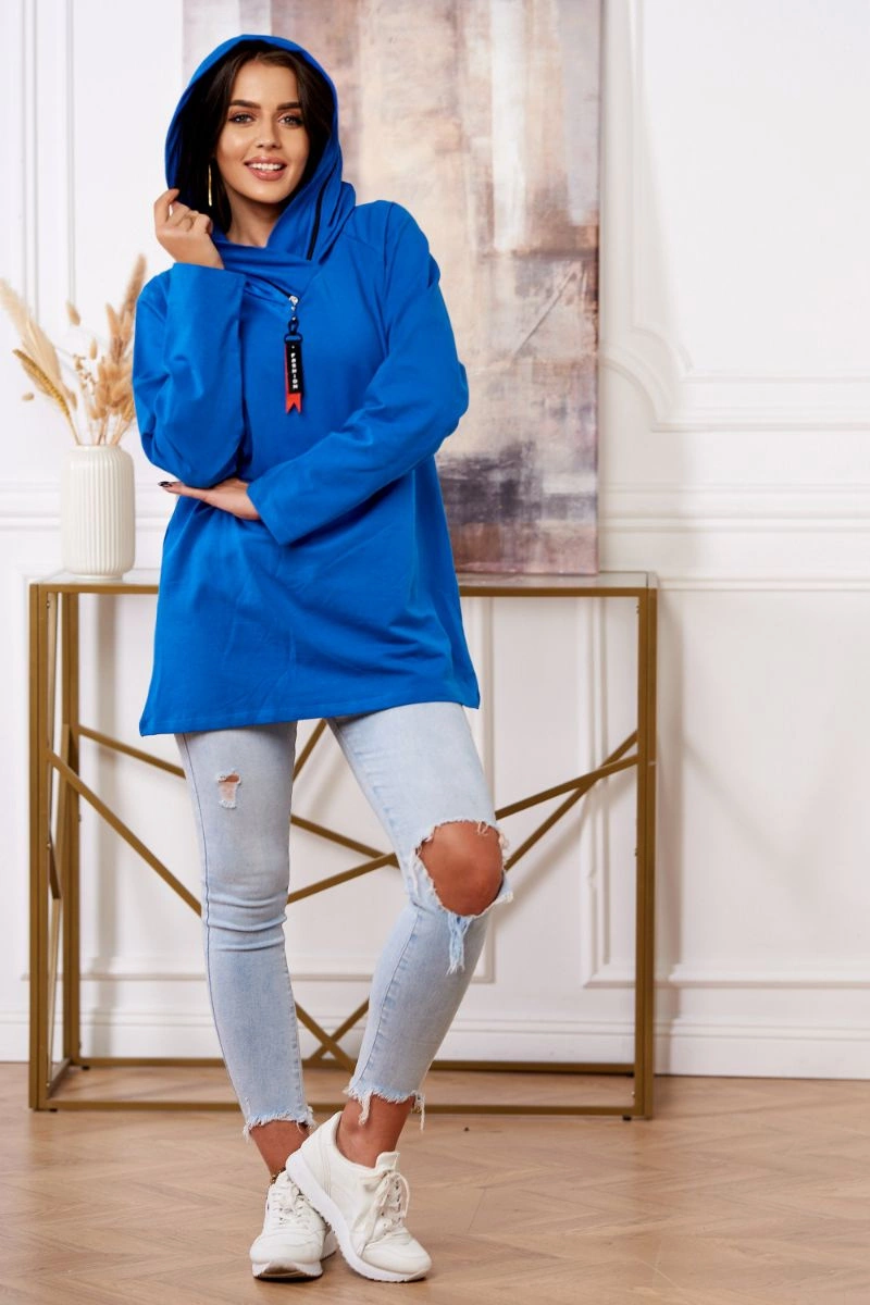Tunic with zipper on hood Oversize mauve - blue