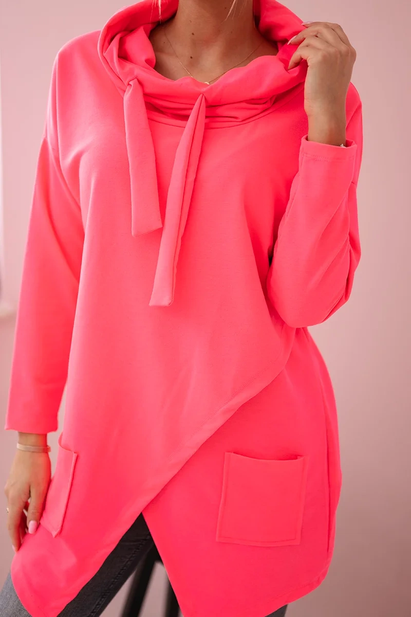 Tunic with clutch front Oversize pink neon