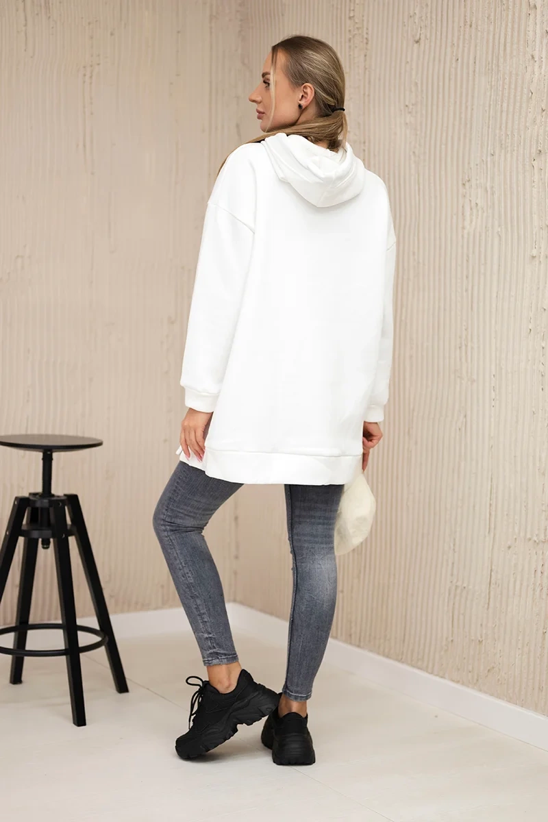 Insulated sweatshirt with ecru press studs