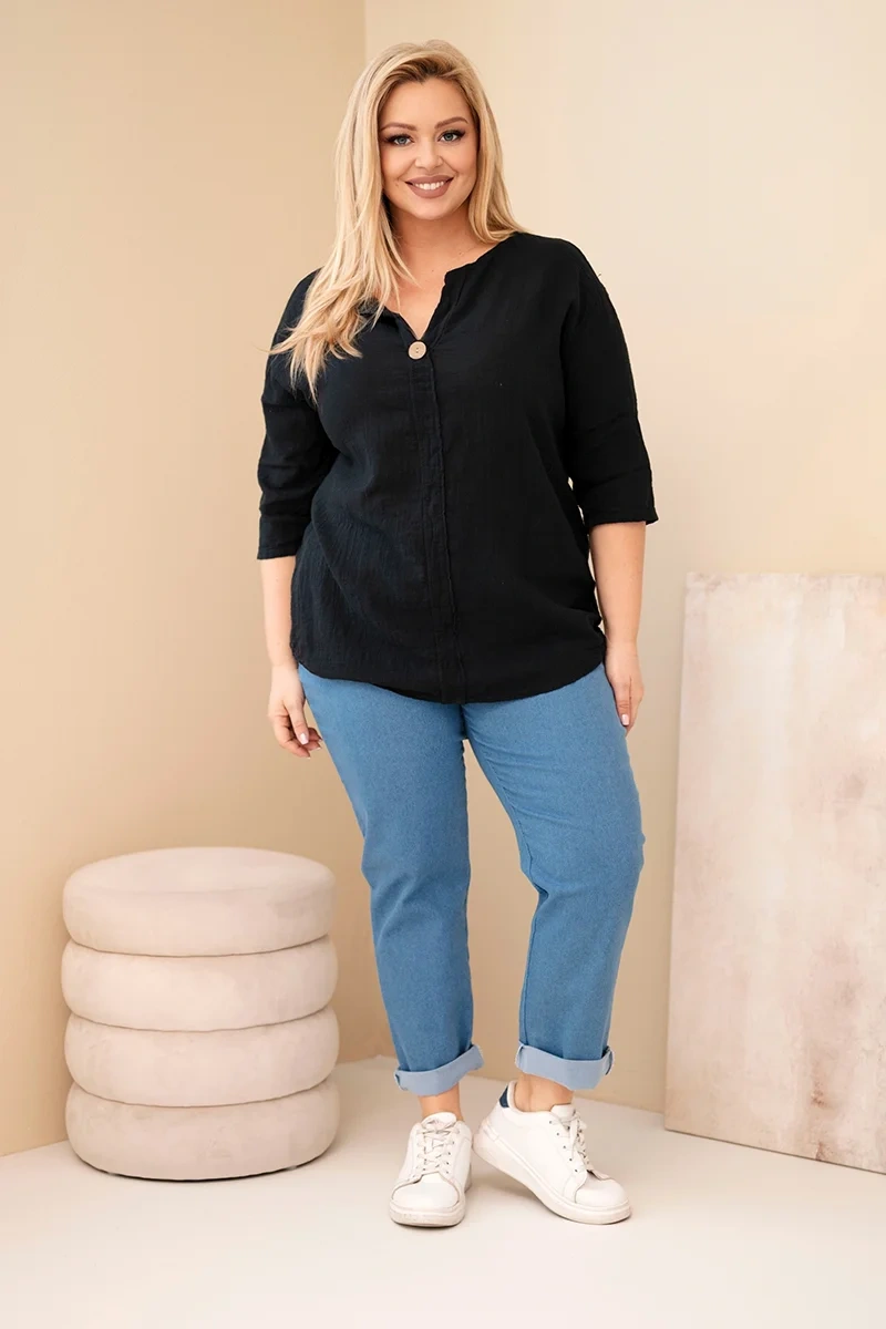 Dámska plus size blúzka s gombíkovým výstrihom