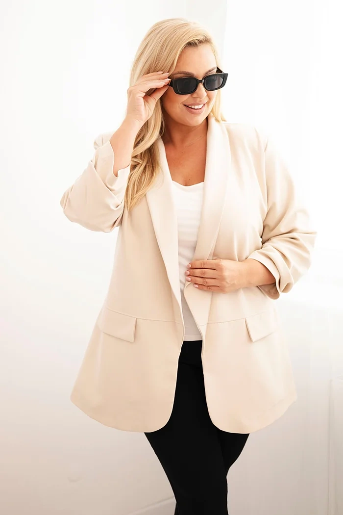 Kesi Włoski Plus Size elegant women's jacket beige