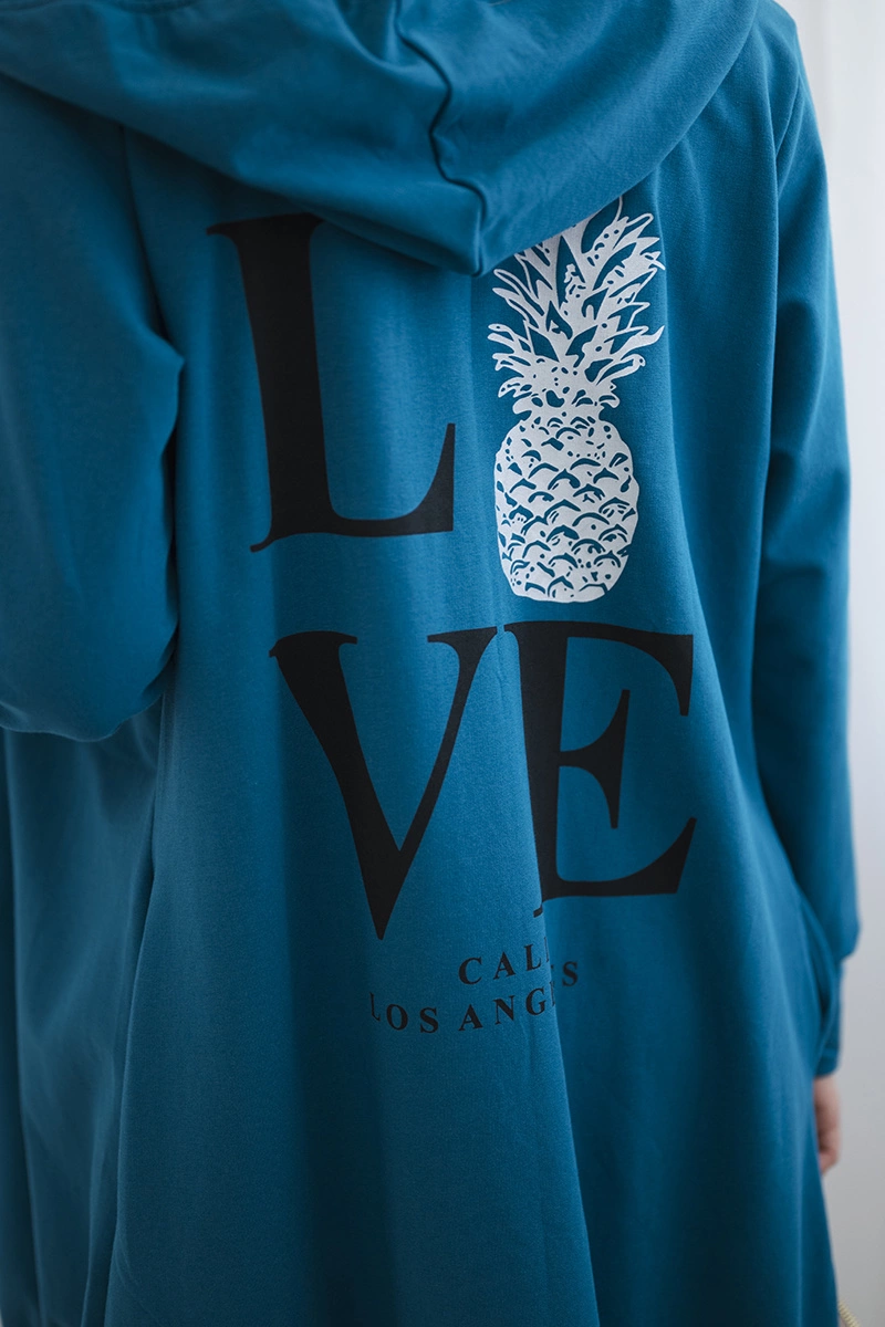 Cardigan with navy print