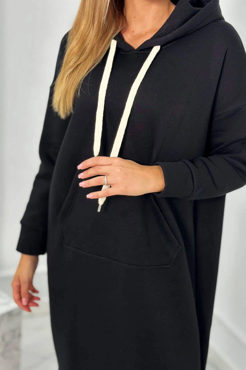 Long black dress with a hood
