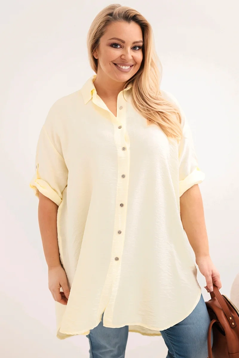 Жълта вискозна риза с удължен гръб