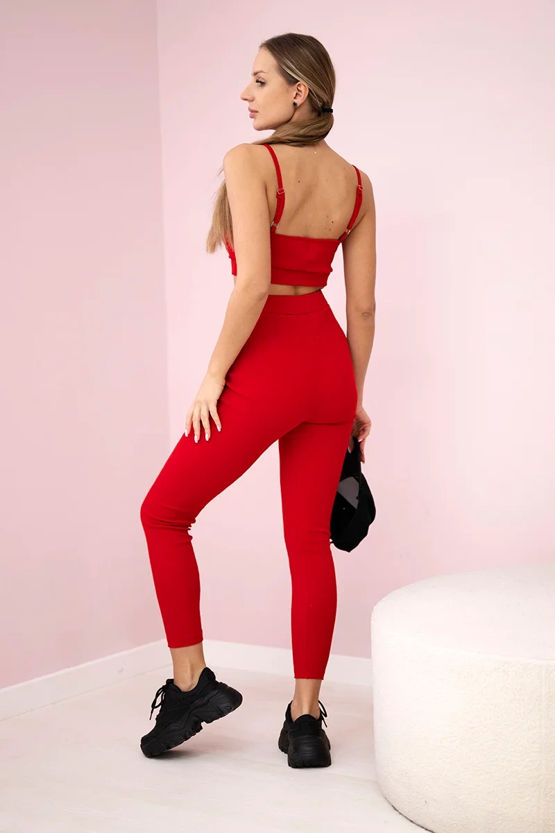 Striped top with red blouse