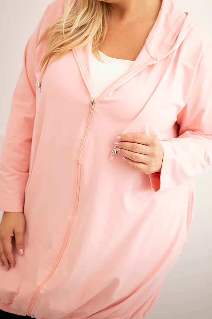 Kesi Women's Plus Size cotton hoodie with a zipper powder pink