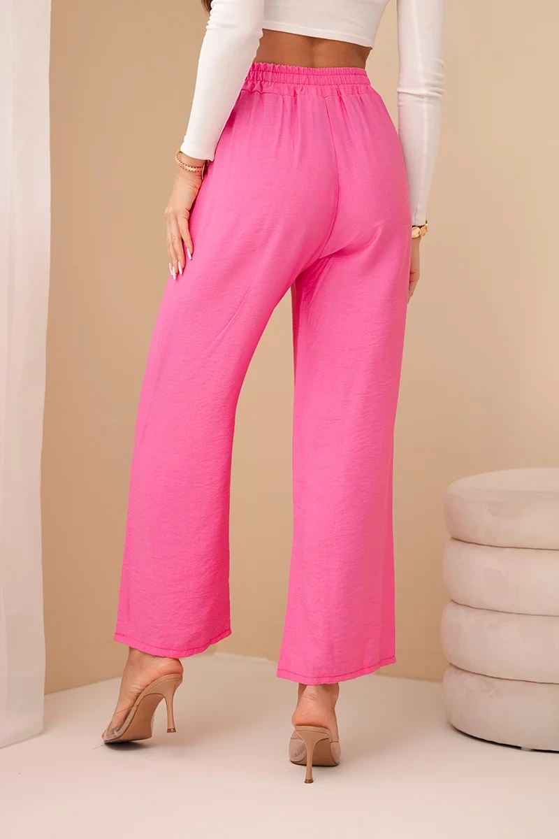 Pink viscose wide trousers