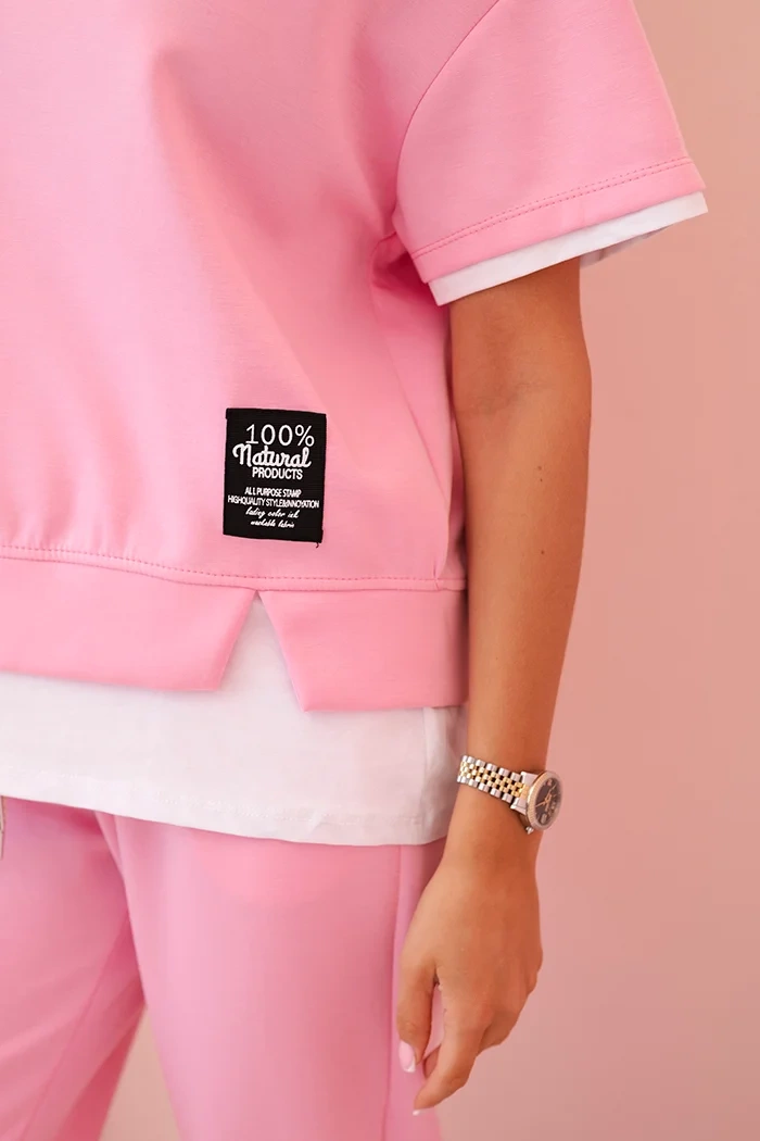 Kesi Włoski Women&#039;s butter set with short sleeves and pants light pink