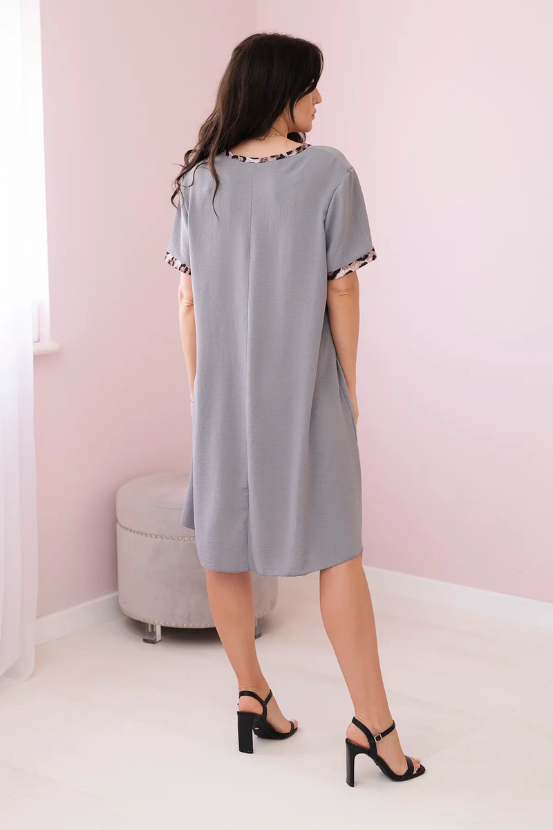 Gray dress with leopard print