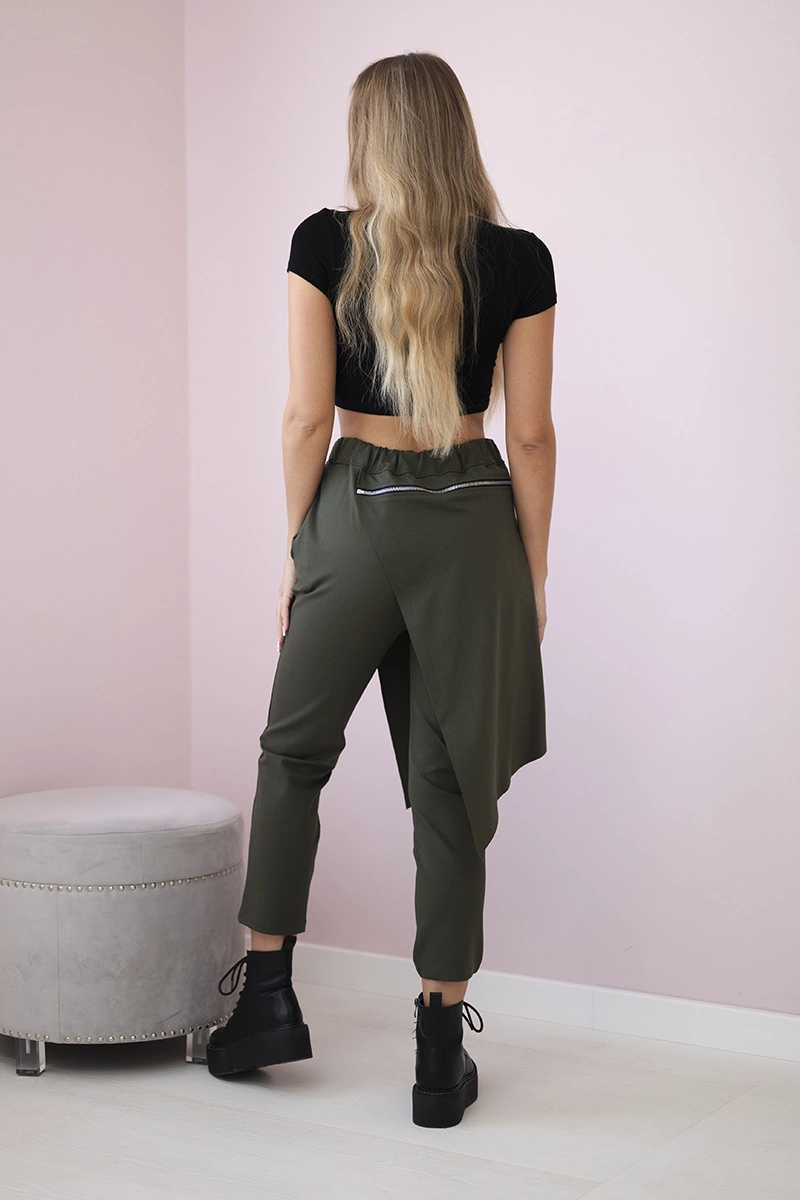 Punto Milano winter trousers with decorative khaki zipper