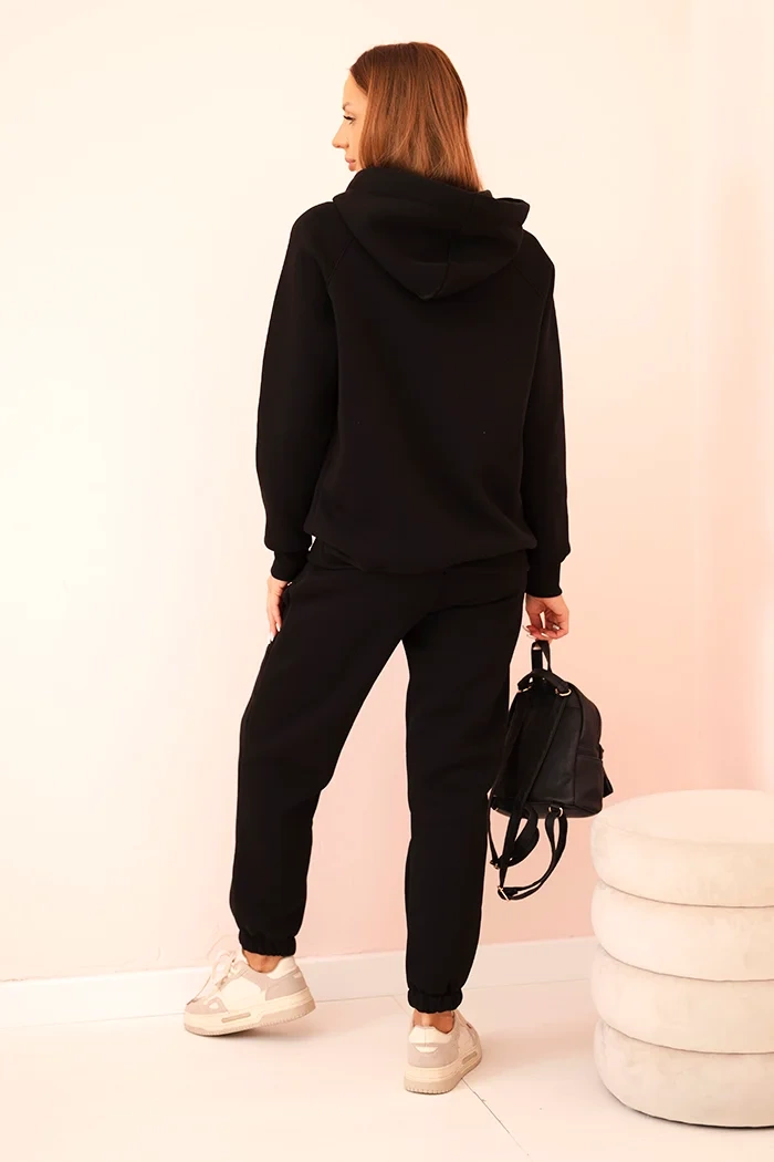 Polski Women&#039;s cotton thermal set with print black