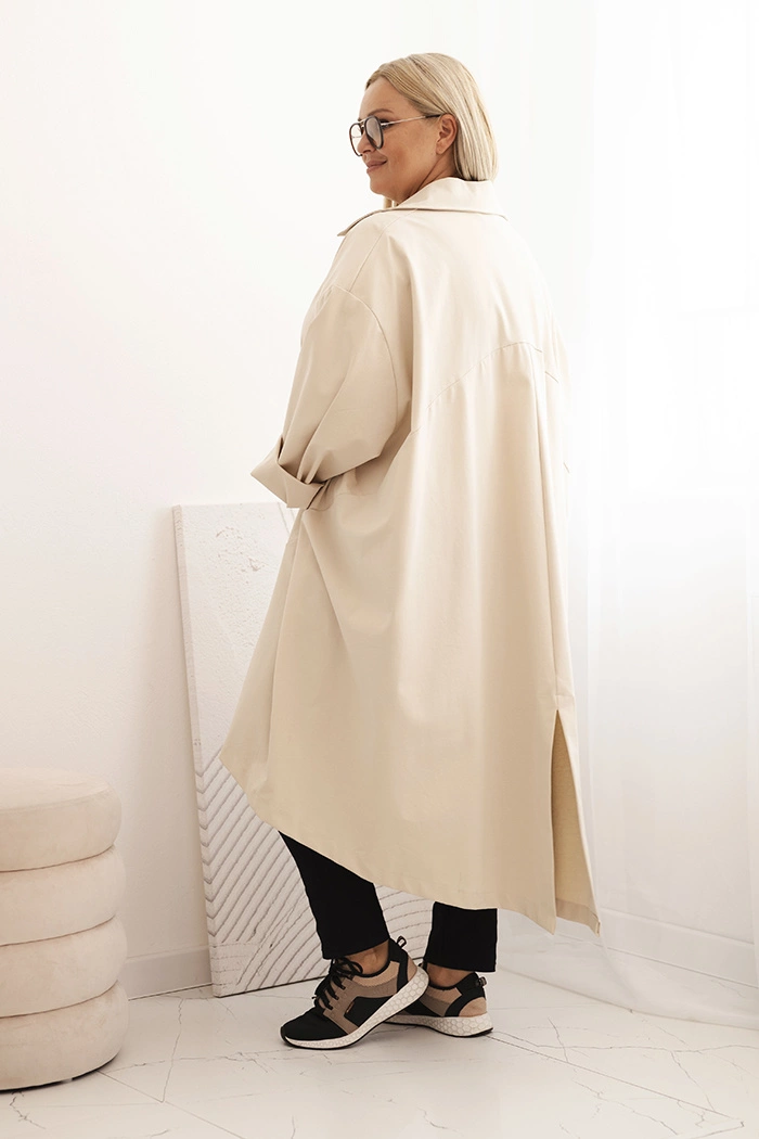 Kesi Włoski Plus Size women's cardigan Punto with cotton and buttons beige