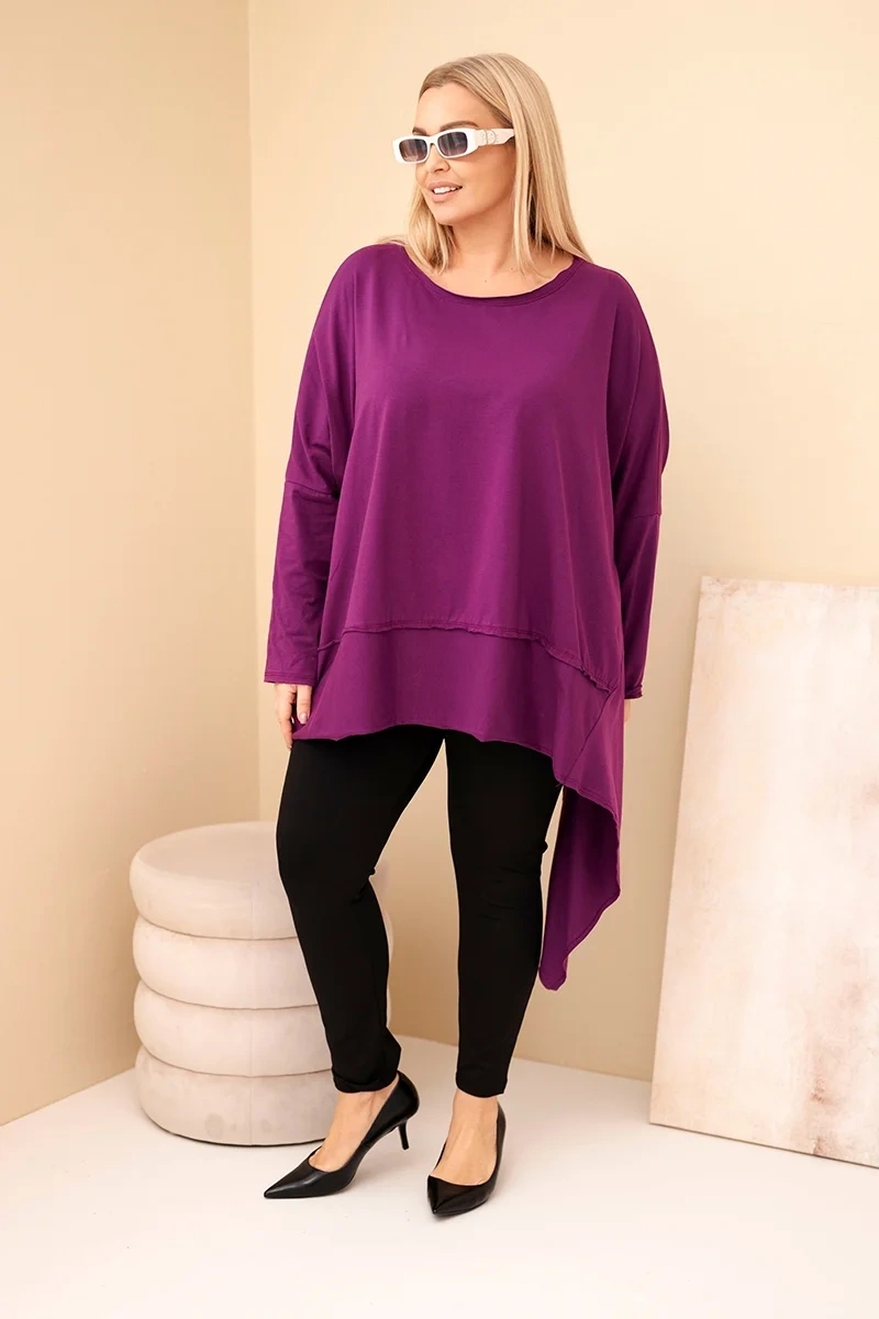 Plus size tunika s asymetrickým lemom