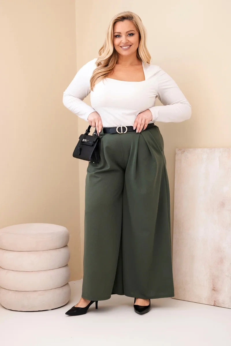 Kesi Plus Size dámske nohavice s opaskom
