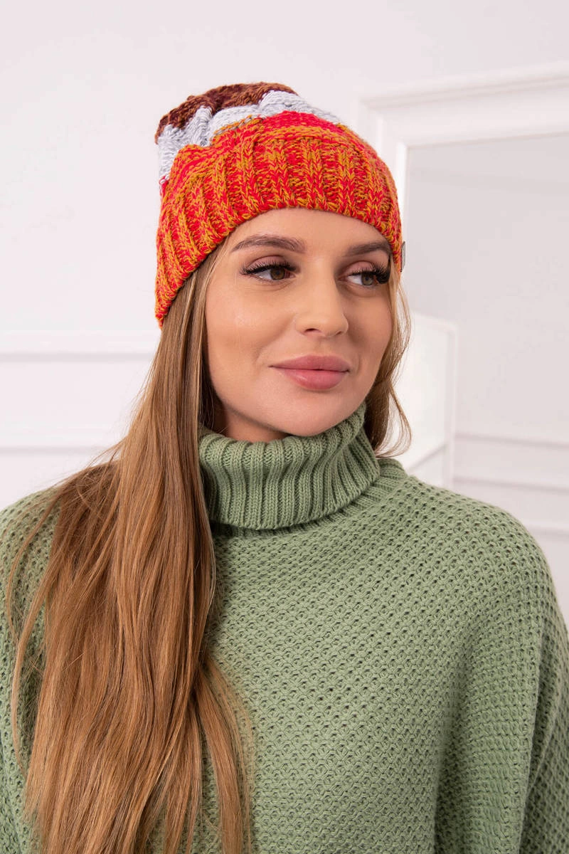 marka niezdefiniowana Fleecová čepice Dolores K303 červená+tmavě šedá+kamelová