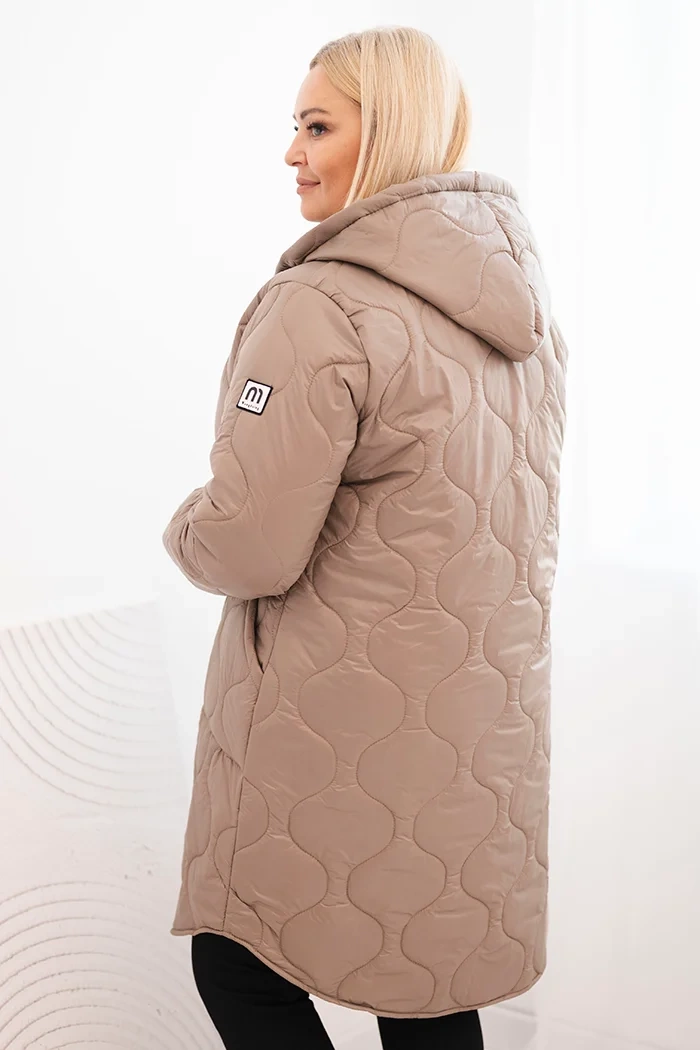 Kesi Włoski Plus Size women's winter quilted jacket with a hood fango