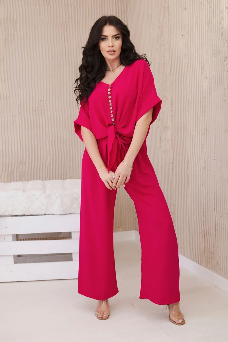 Set of blouse with fuchsia-colored trousers