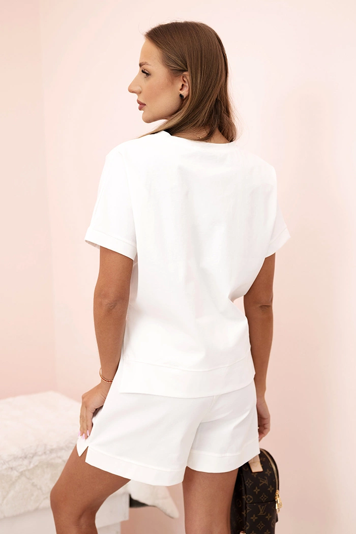 Kesi Włoski Women&#039;s punto set with short sleeves and shorts ecru