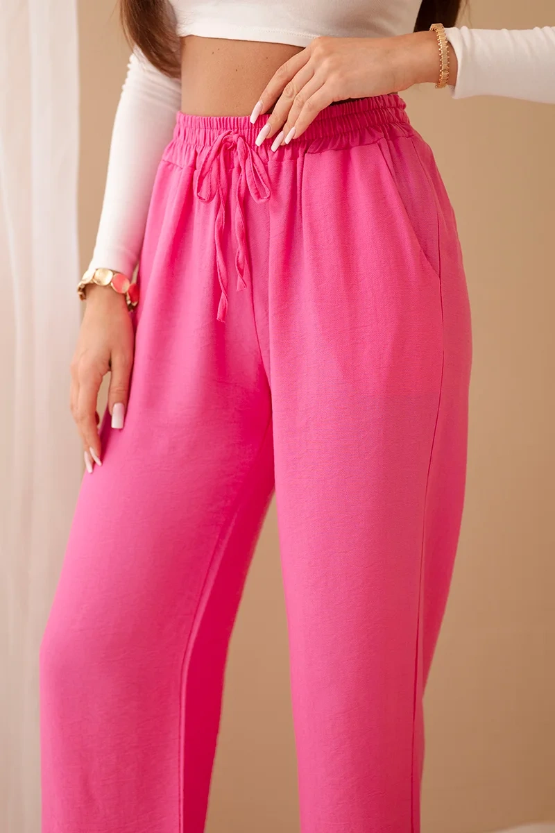 Pink viscose wide trousers