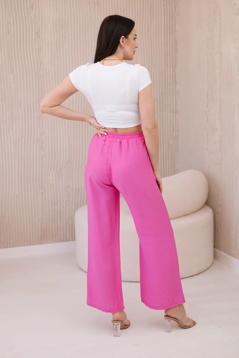 Pink viscose wide trousers