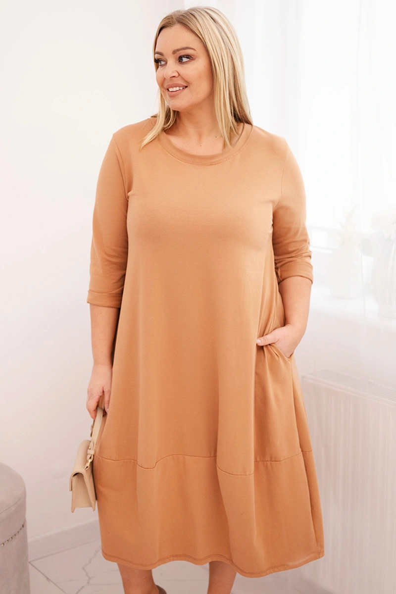 Plus size dámske šaty s vreckami