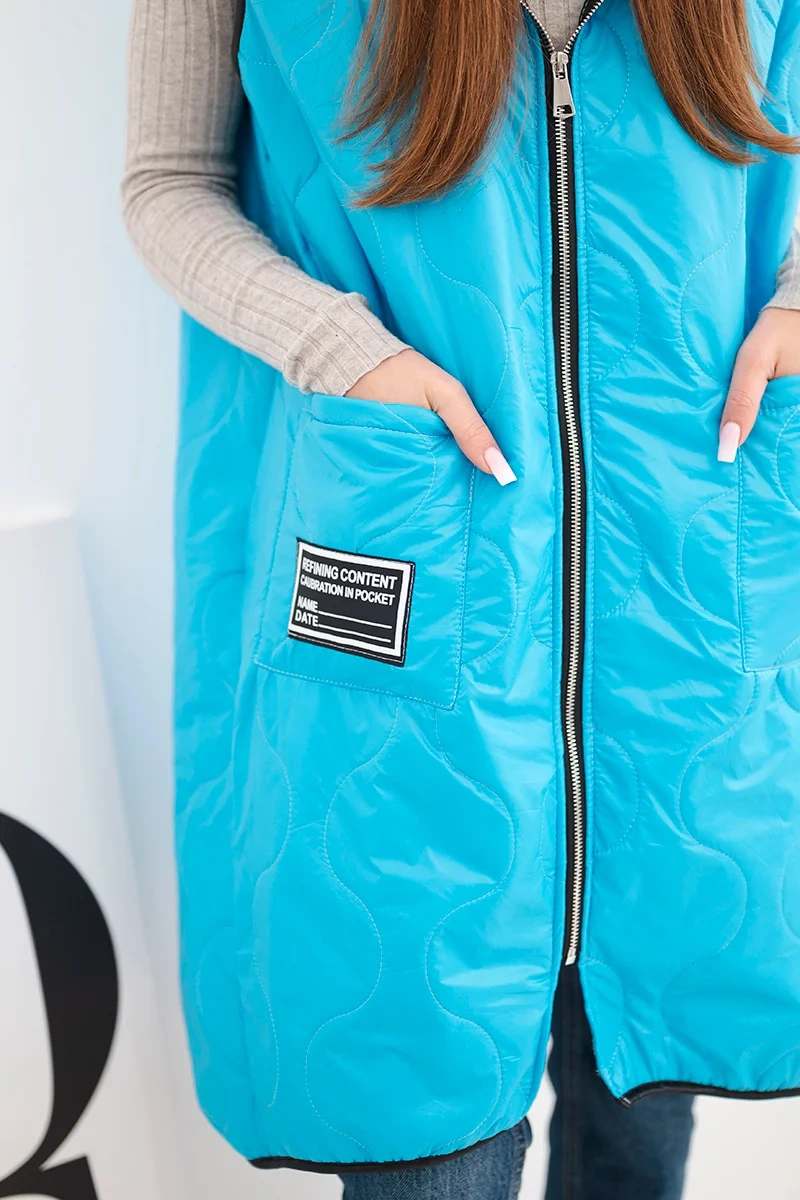 Kesi dámska prešívaná Plus Size vesta s kapucňou
