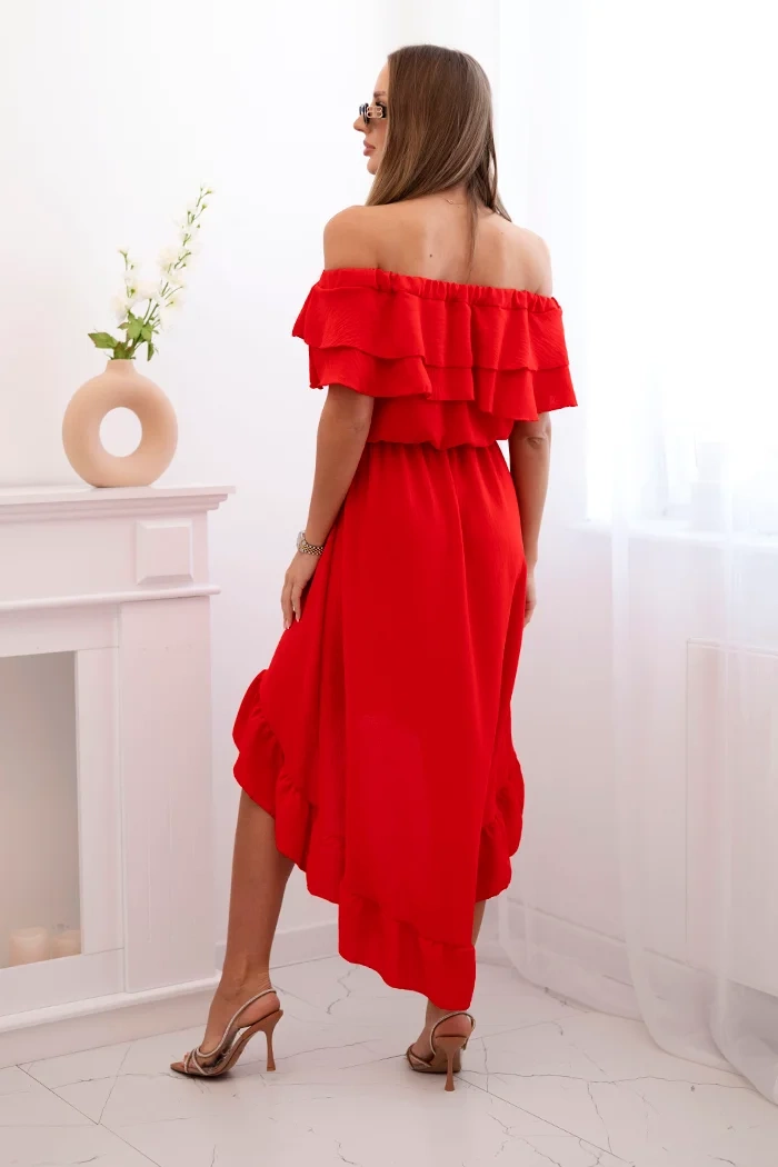 Kesi Włoski Women&#039;s off-the-shoulder dress with a longer back red