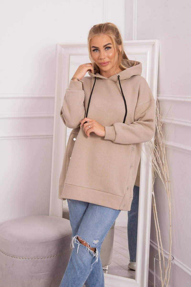 Insulated Sweatshirt With Beige Press Studs