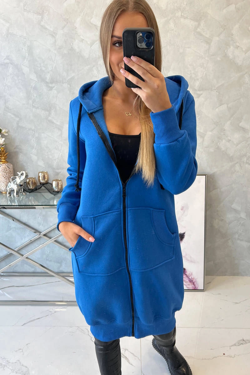 Long insulated hoodie - purple blue