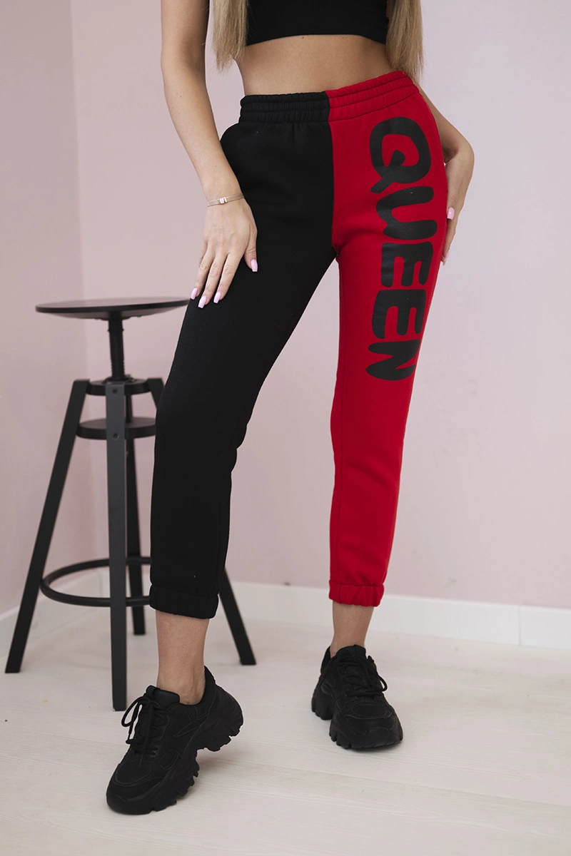 Kesi Dámské tepláky s nápisem QUEEN červený