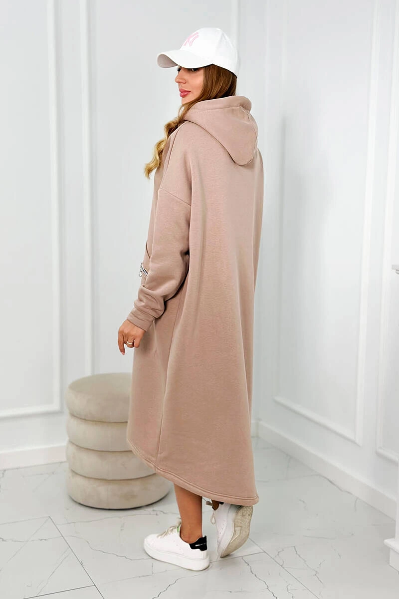 Insulated dress with hood dark beige