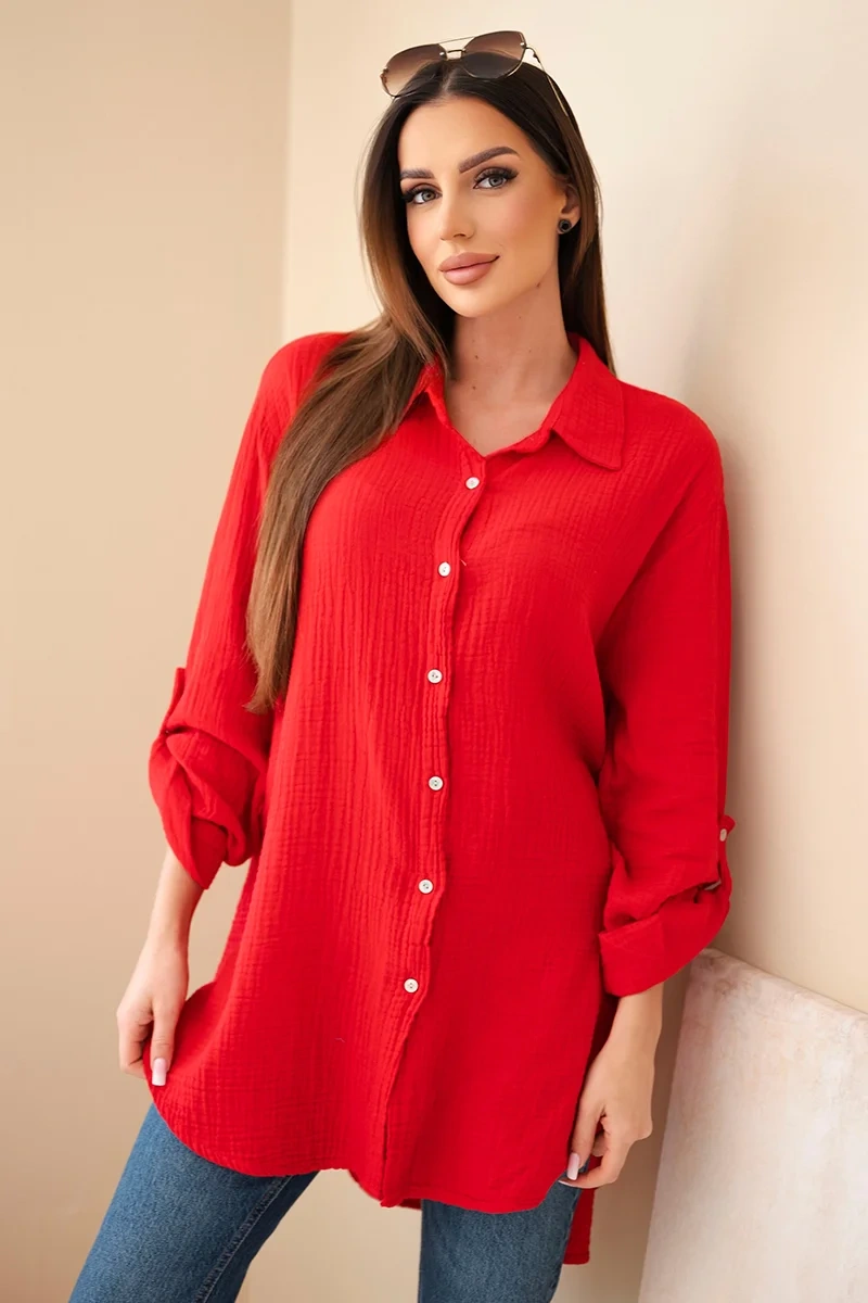 Муселинена риза Kesi Włoski с големи размери в светло бордо