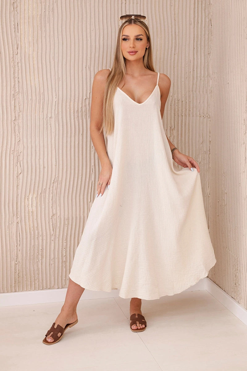 Kesi Włoski Muslin dress with straps dark beige