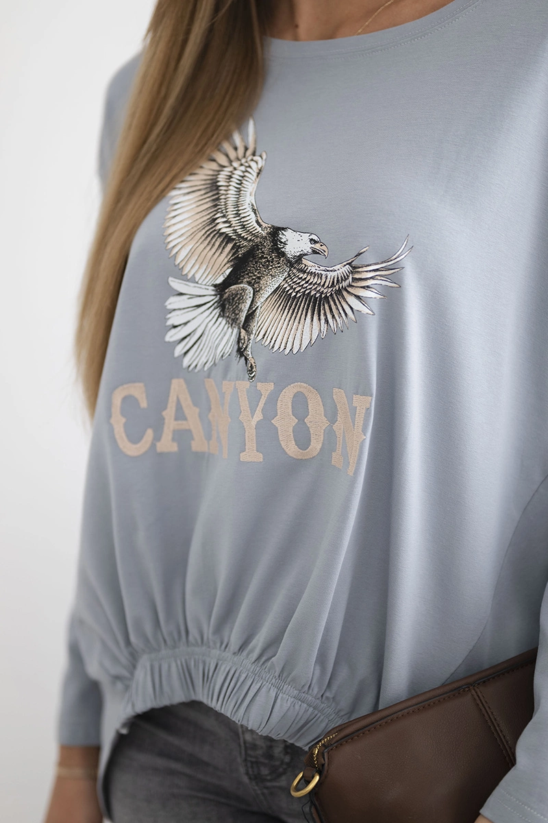 Kesi Women's blouse with eagle and Canyon inscription grey