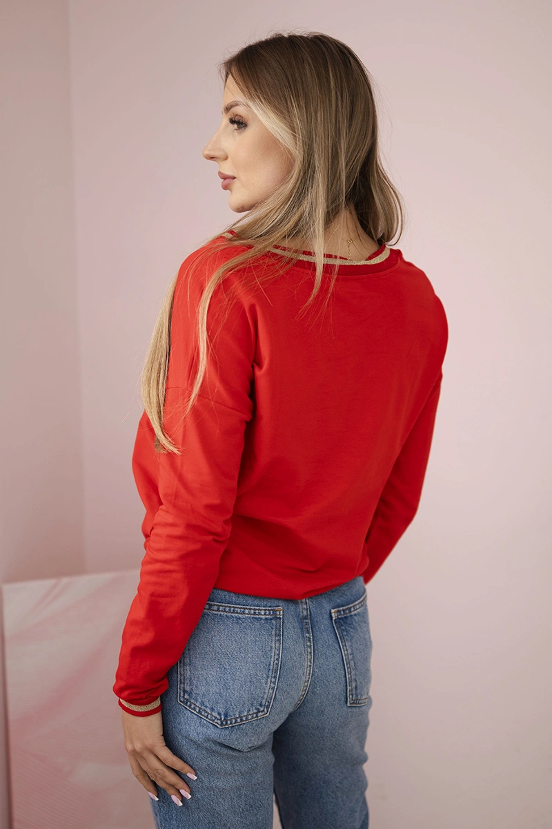 Kesi Women's sweatshirt with a sequin inscription red
