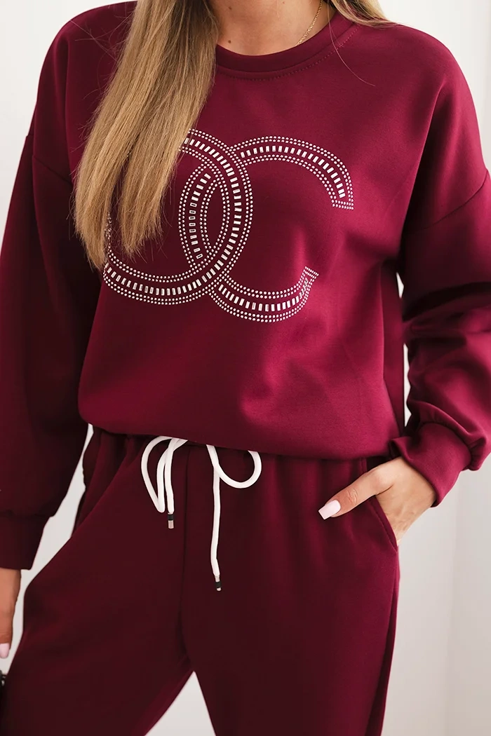 Kesi Włoski Women&#039;s set made of viscose with decorative pattern and pants plum