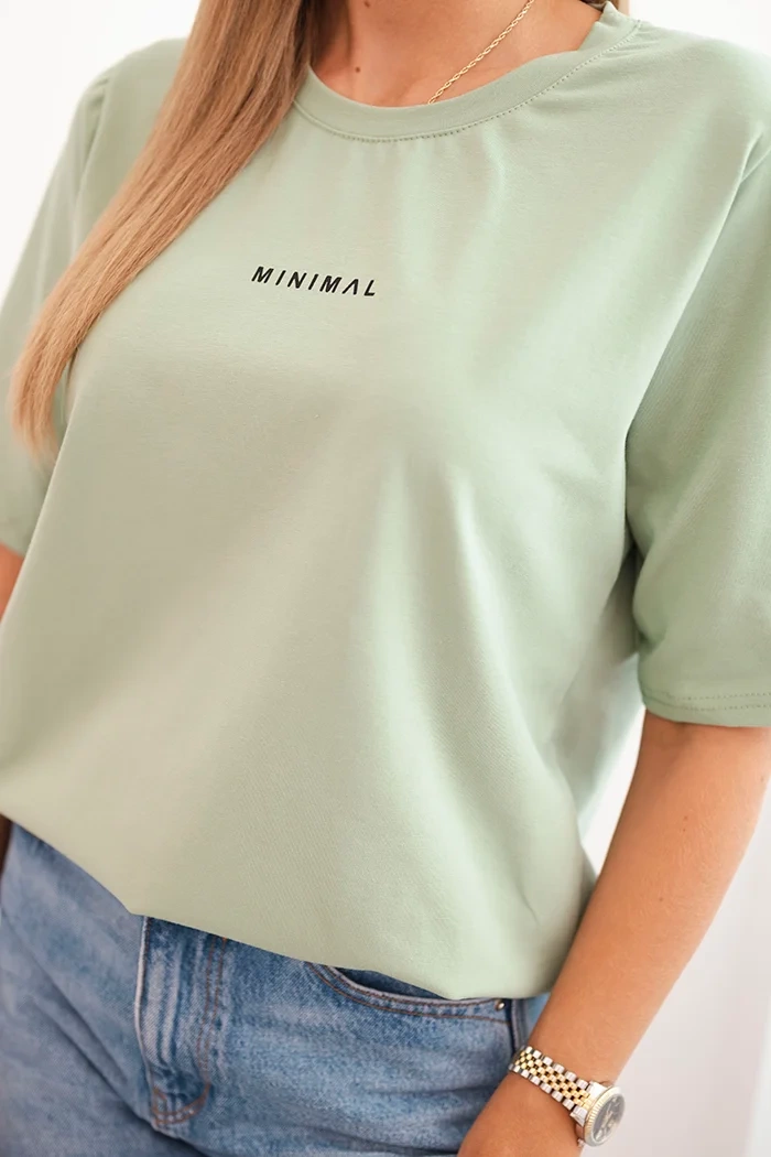 Polski Women&#039;s cotton printed blouse Minimal dark mint
