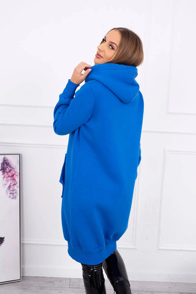 Long insulated hoodie - purple blue