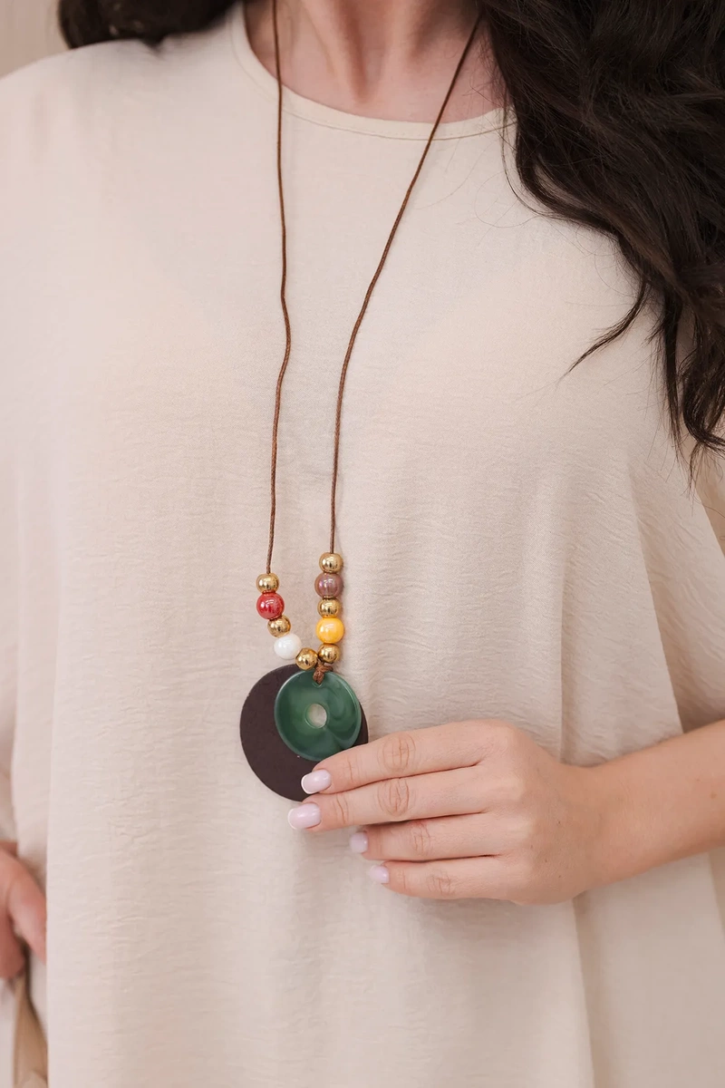 Kesi Włoski Oversized blouse with pendant dark beige