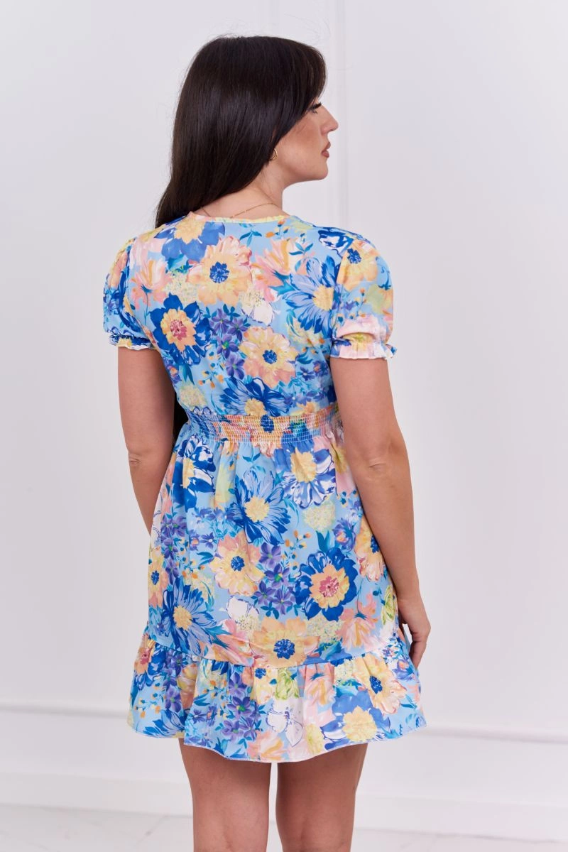 Blue floral dress with V-neck
