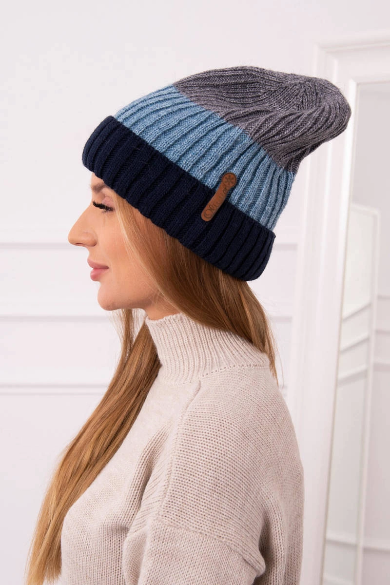 Kesi Cap with fleece Bojana K265 navy blue+turquoise+dark grey