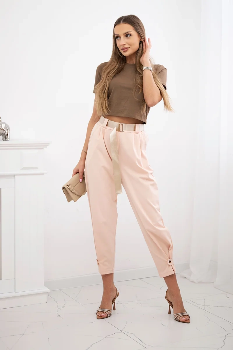 Kesi Włoski Summer Punto trousers with leg closure apricot